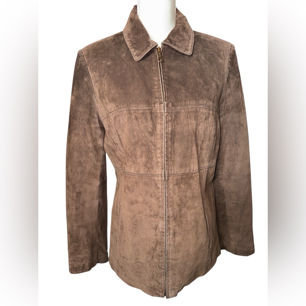 Vintage Anne Klein Women’s Jacket  Brown Suede Leather Size SMALL #238